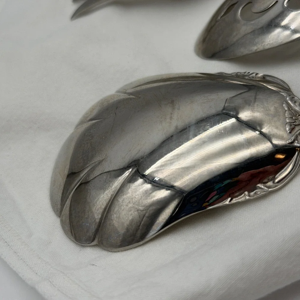 Vtg Oneida Community Brahms Stainless Flatware 4 Piece Serving Set Floral Ornate